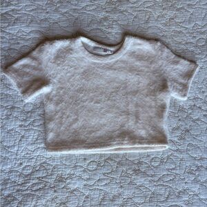 Cozy & Fuzzy White Cropped Tee—SO
